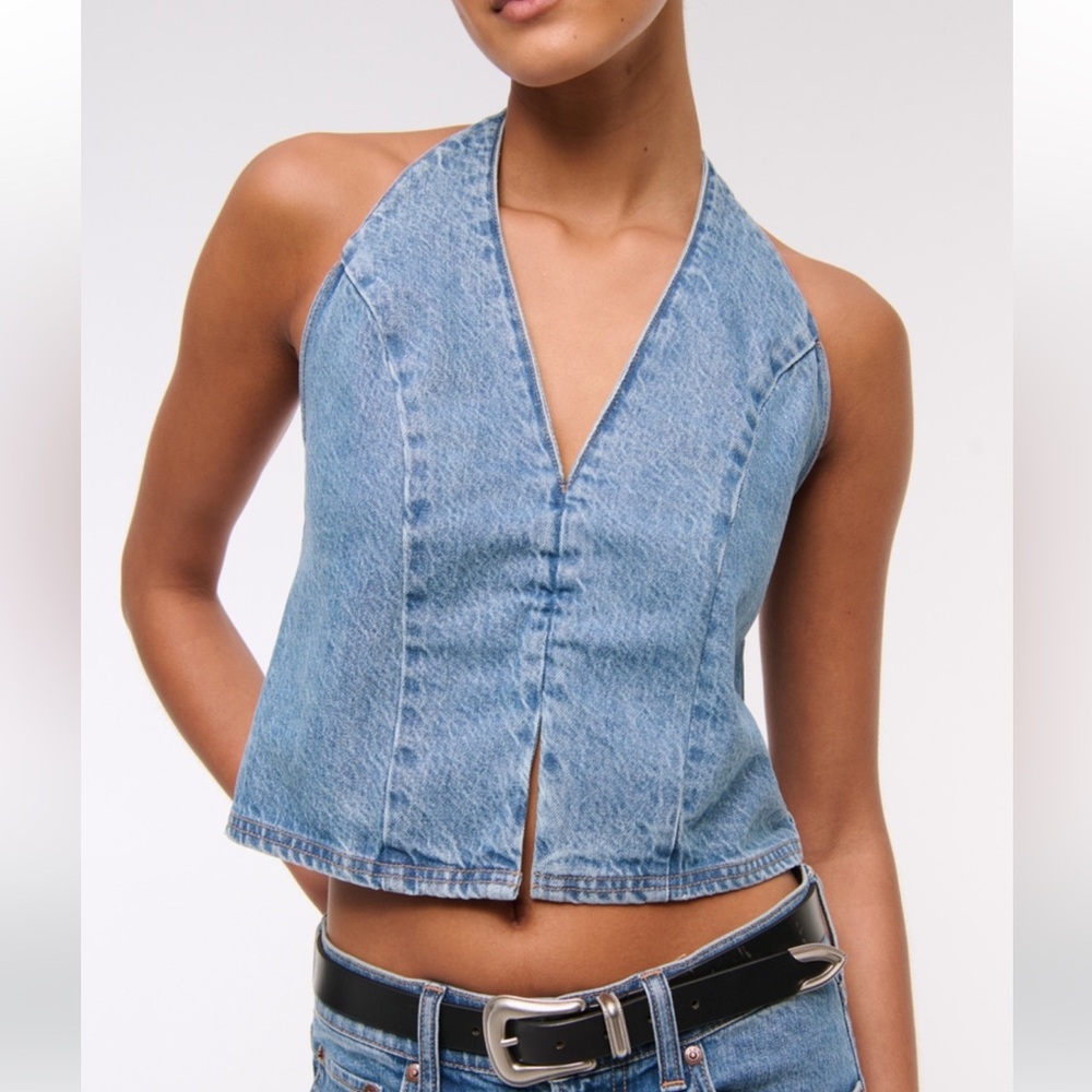 Abercrombie & Fitch Denim Halter Top